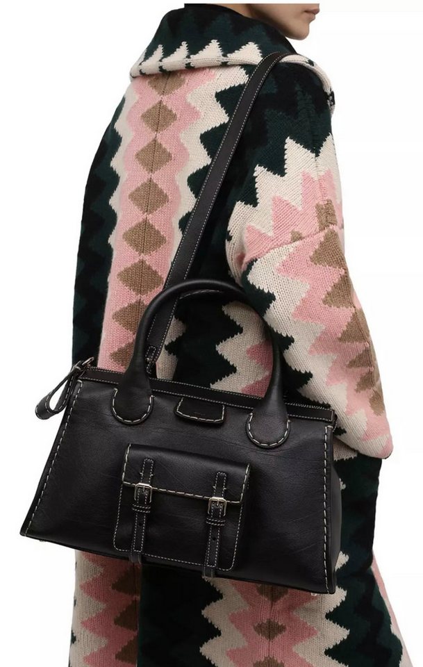 Chloé Schultertasche Edith Ledertasche Shopper Tote Bag, Kontrastierende Ziernähte, Hommage an die 70er Jahre von Chloé