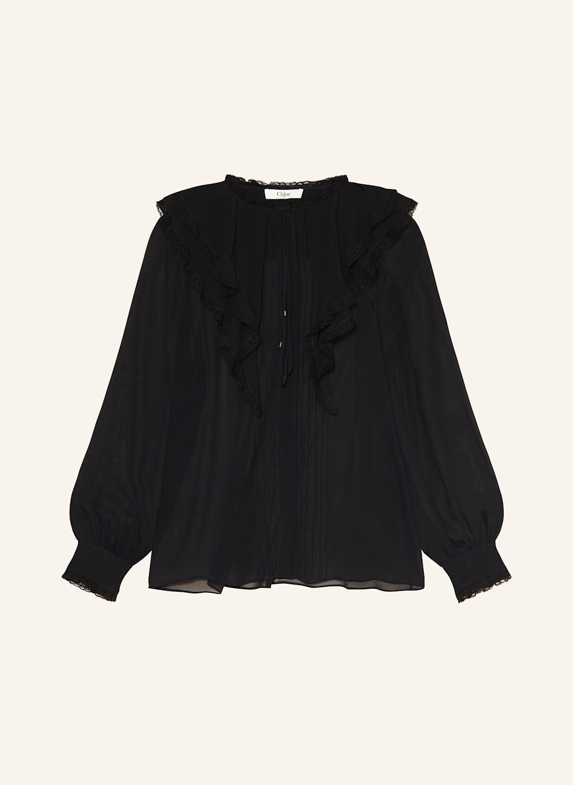 Chloé Seidenbluse Mit Volants Und Spitze schwarz von Chloé
