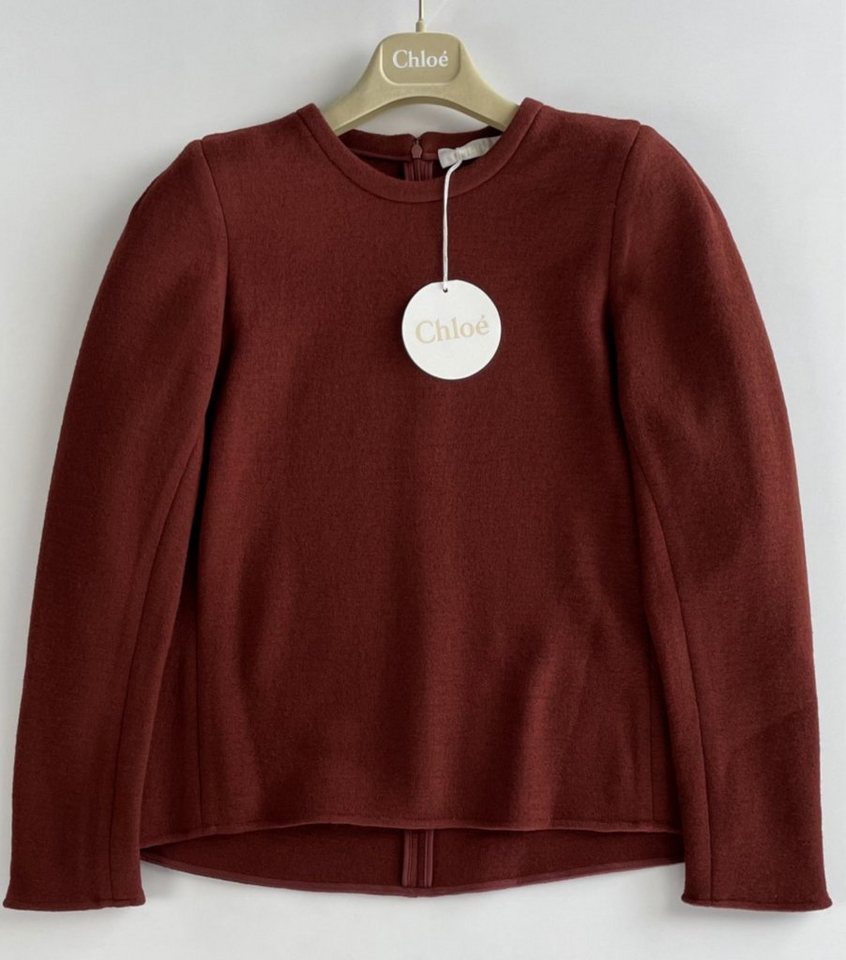 Chloé Strickpullover Chloé Women's Iconic Crewneck Washed Wool Jersey Zip Pullover Pulli Sw von Chloé