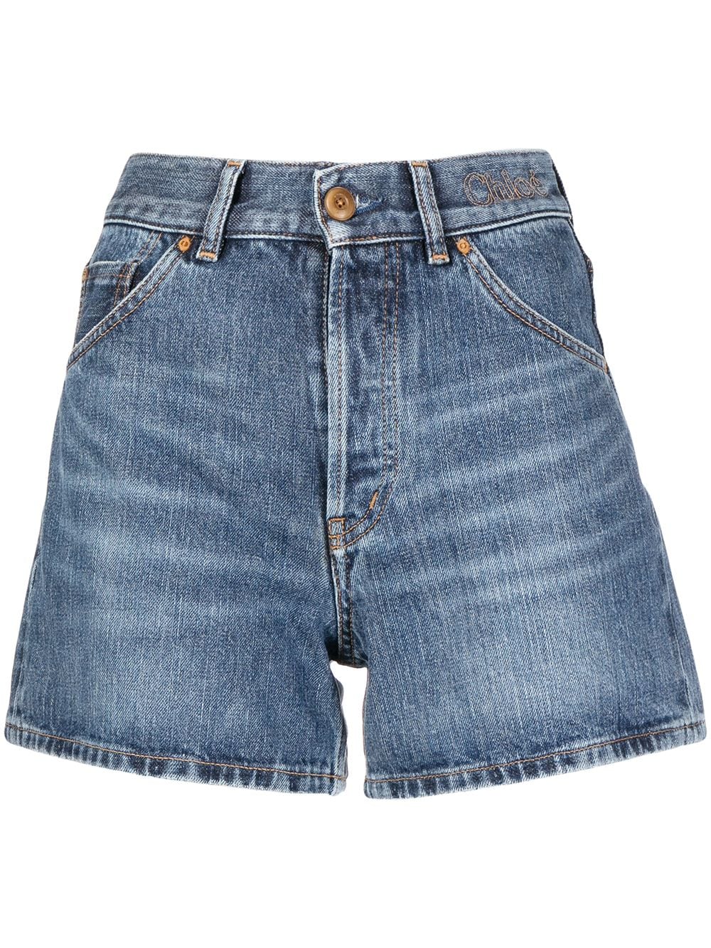 Chloé Bestickte Jeans-Shorts - Blau von Chloé