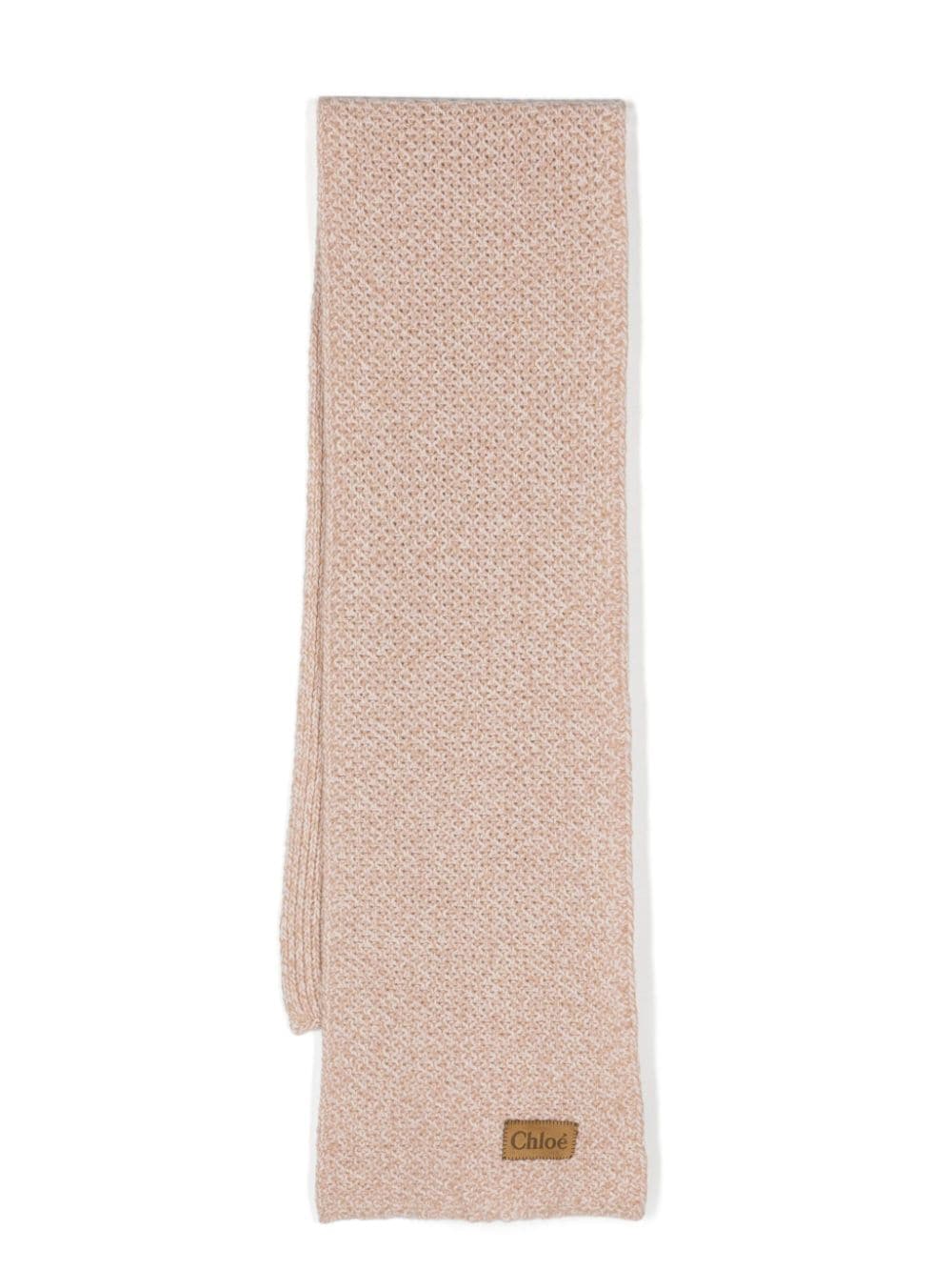 Chloé Grob gestrickter Schal mit Logo-Patch - Nude von Chloé