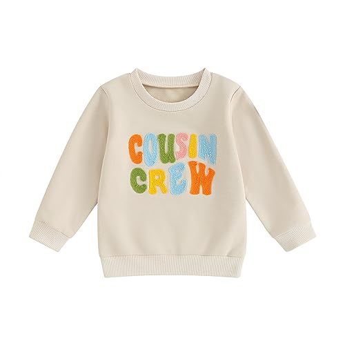 Baby Jungen Mädchen Sweatshirt Bubble Strampler Cousin Crew Shirts Kleinkind Rundhalsausschnitt Sweatshirt Top Herbst Winter Kleidung, Aprikosen-Sweatshirt, 3-4 Jahre von Chloefairy