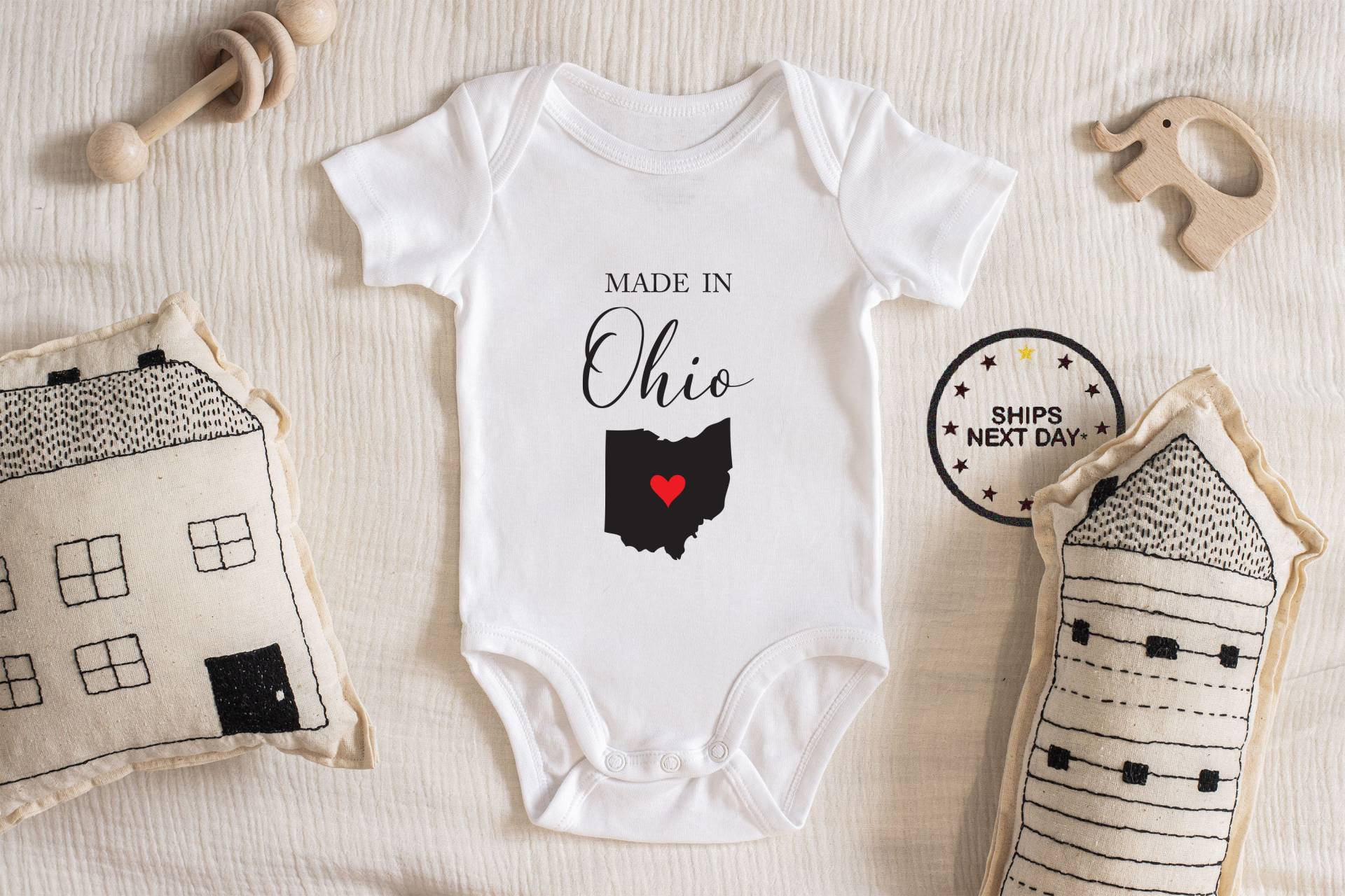 Made in Ohio Baby Body, Junge Mädchen Unisex Kleidung Baby-Dusche-Geschenk-Idee Bodysuit 111, 35 von ChloesFund