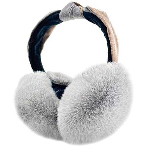 Chmentnanza Ohrenwärmer, Winter Ohrenwärmer, Faltbare Verstellbarer Ohrenschützer für Damen, Plüsch Earmuffs für den Winter Reiten Warme（Grau） von Chmentnanza