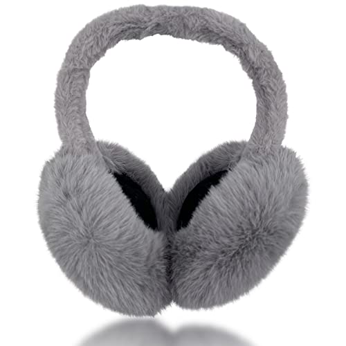 Chmentnanza Ohrenwärmer Damen Winter, Ohrwärmer für Frauen Faltbare Plüsch Warme Ohrenschützer Winter, Earmuffs Winter für Damen und Herren Grau von Chmentnanza