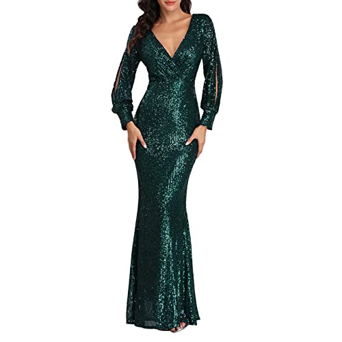 Chnnamzu Abendkleid Damen Lang - Damen Ballkleid Pailletten Glitzer Kleid Coctailkleid Partykleid Hochzeit Glitzerkleid Paillettenkleid Elegant Abendkleid für Damen von Chnnamzu