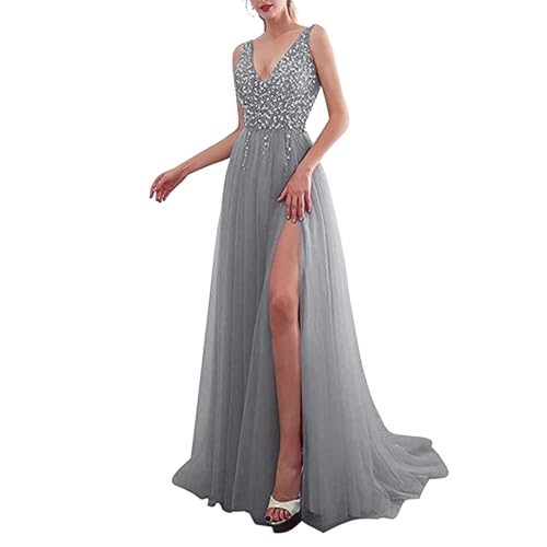 Chnnamzu Abendkleid Damen Lang - Damen Cocktailkleid Pailletten Glitzer Kleid Abend Kleid Partykleid Hochzeit Paillettenkleid Pailletten Kleid Sexy Abendkleid für Damen von Chnnamzu