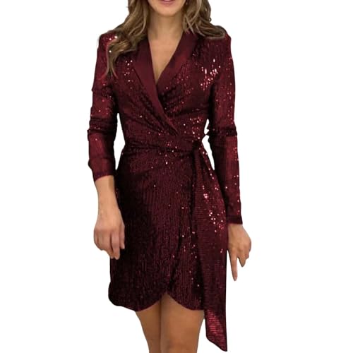 Chnnamzu Abendkleid Kurz Damen - Cocktailkleid Pailletten Glitzer Kleid Damen Partykleider Partykleid Hochzeit Paillettenkleid Glitzerkleid Sexy Abendkleid für Damen von Chnnamzu