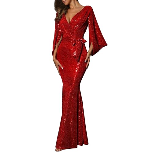 Chnnamzu Abendkleid Lang Damen - Ballkleid Pailletten Glitzer Kleid Damen Abendkleider mit Schlitz Damenbekleidung Partykleid Hochzeit Glitzerkleid Glitzer Kleid Sexy Abendkleid für Damen von Chnnamzu