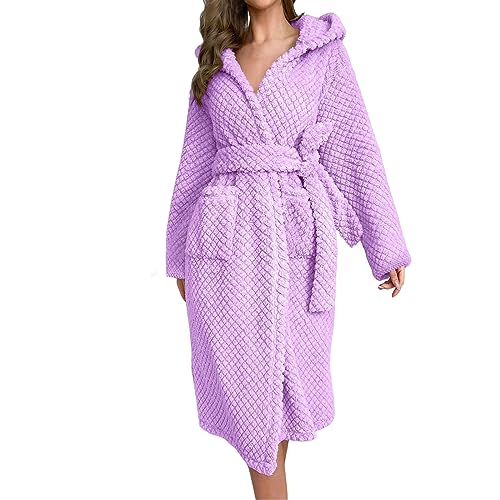 Chnnamzu Bademantel Flauschig Damen - Damen Bademantel Frottee - Bademantel Damen Leicht - Lang Warm Morgenmantel - Damen Lang Warm Hausmantel - Langarm Saunakilt Badeponcho von Chnnamzu