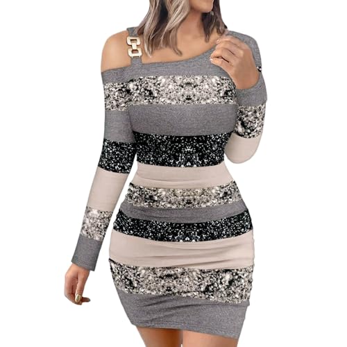 Chnnamzu Ballkleider Kurz Damen Strickkleid Business-Kleid Kleid in Kontrastfarbe für Damen, Langer Rock Kleid von Chnnamzu