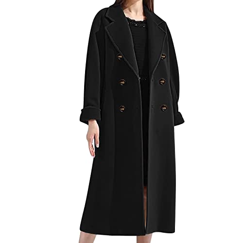 Chnnamzu Damen Wollmantel Wintermantel Herbst Winterjacke Trenchcoat Zweireihig Länge Damen Wolle Coat Elegant Wollmantel übergangsjacke Wolljacke Parka Mäntel Winterjacke von Chnnamzu