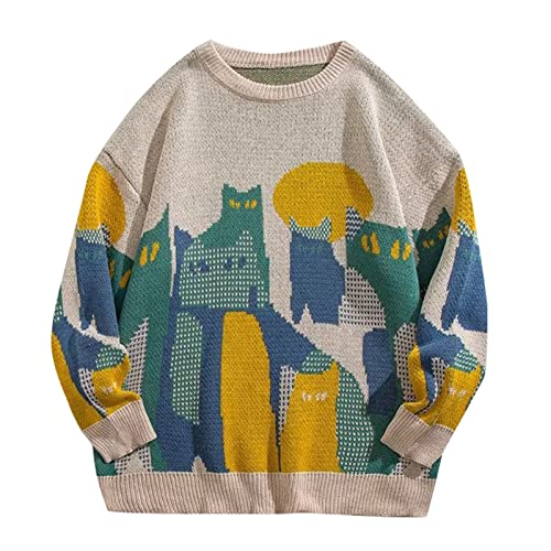 Chnnamzu Herren Weihnachten Pullover - Weihnachtspullover Herren Herren Herbst Winter Weihnachtspullover Katze Jacquard Warm lustig Urlaub Pullover Top von Chnnamzu