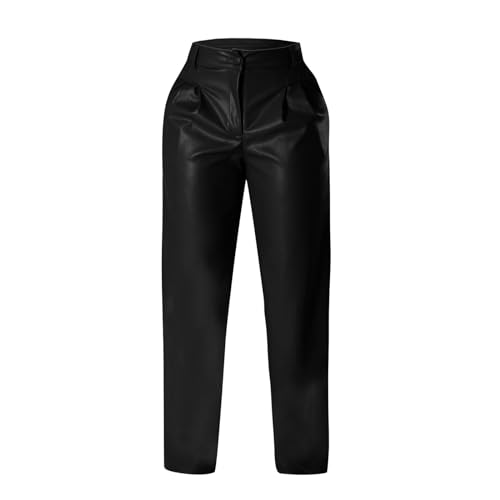 Chnnamzu Lederhose Damen - Leder Hosen Damen Lederhosen Damen Kunstlederhose Damen Kunstleder Hosen Damen Lederhose Lederimitat Hose Damen Lederhose Damen Schwarz Lederhose Damen High Waist von Chnnamzu