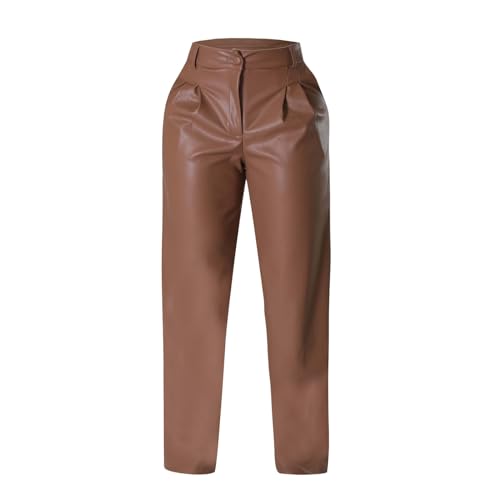 Chnnamzu Lederhose Damen - Leder Hosen Damen Lederhosen Damen Kunstlederhose Damen Kunstleder Hosen Damen Lederhose Lederimitat Hose Damen Lederhose Damen Schwarz Lederhose Damen High Waist von Chnnamzu