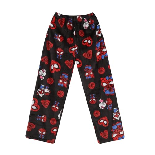 Chnnamzu Pyjama Hose Damen Lang - Pyjamahose Flanell Schlafanzug Y2K Schlafanzughose Baggy Anime Cartoon Kawaii Kuschelig Weich Bequeme Flauschig Casual Schlafanzug Schlafhose Sommer Herbst Winter von Chnnamzu