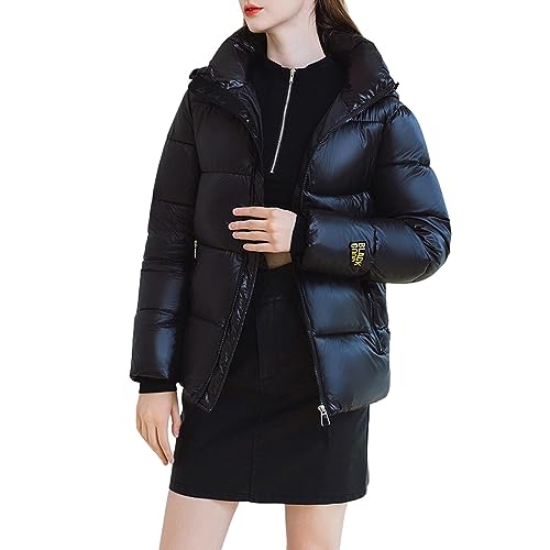 Chnnamzu Steppjacke Damen Lang - Glänzend Daunenmantel Lange Winter Herbs Daunenjacke Kapuzenjacke Puffer Jacke Puffer Mantel Damen Lang Outdoorjacke Mit Kapuze Und Reißverschlüsse von Chnnamzu