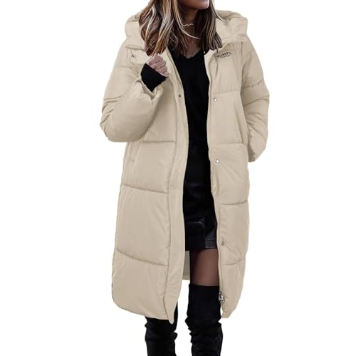 Chnnamzu Winterjacke Damen Lang - Elegant Steppjacke Mit Kapuze Herbst Winter Lang Puffer Jacke Mantel Warm Wintermantel Daunenmantel mit Reißverschluss und Tasche von Chnnamzu