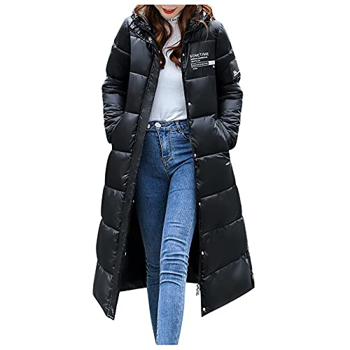 Chnnamzu Winterjacke Damen Lang Glänzend - Puffer Jacke Damen Winter Daunenmantel Lang Stylische Daunenjacke Lang Winter Warm Outdoorjacke Puffer Mantel Steppjacke von Chnnamzu