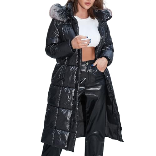 Chnnamzu Winterjacke Damen Lang Mantel Elegant Wintermantel Damen Lang Warm Puffer Mantel Parka Steppjacke Damen Lang Mit Kapuze Daunenmantel Winter Warm übergangsjacke Daunenjacke für Damen Lang von Chnnamzu