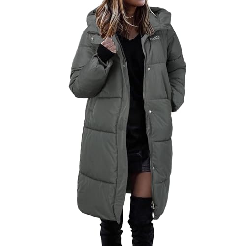 Chnnamzu Winterjacke Damen Lang Mantel Elegant Wintermantel Damen Lang Warm Puffer Mantel Parka Steppjacke Damen Lang Mit Kapuze Daunenmantel Winter Warm übergangsjacke Daunenjacke von Chnnamzu