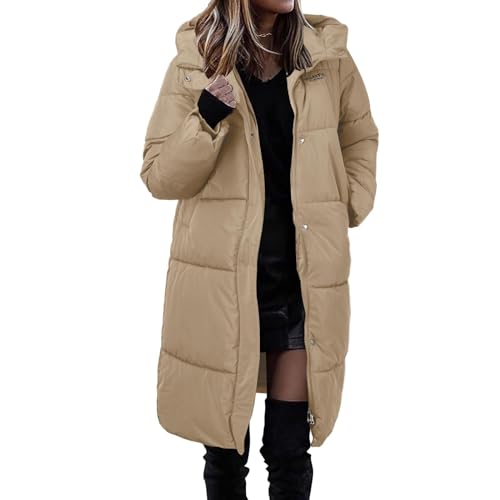 Chnnamzu Winterjacke Damen Lang Mantel Elegant Wintermantel Damen Lang Warm Puffer Mantel Parka Steppjacke Damen Lang Mit Kapuze Daunenmantel Winter Warm übergangsjacke Daunenjacke von Chnnamzu