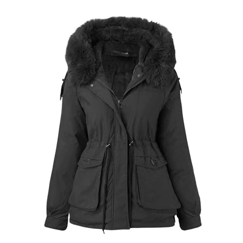 Chnnamzu Winterjacke Damen Lang Winter Jacke Parka Mantel Lang Wintermantel Warm GefüTtert Puffer Winterparka Lang Kapuzenjacke Outdoorjacke Daunenjacke mit ReißVerschlüSse Und Knöpfe Und Taschen von Chnnamzu