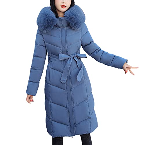 Chnnamzu Wintermantel Damen Lang - Warm Daunenmantel Mit Kapuze und Gürtel Lang Puffer Jacke Mantel Knielang Winterjacke Herbst Winter Daunenjacke mit Reißverschluss und Tasche von Chnnamzu