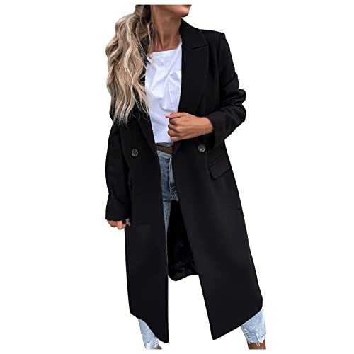 Chnnamzu Wollmantel Damen Wintermantel Herbst Winter Jacke Trenchcoat Damen Wolle Coat Elegant Wollmantel übergangsjacke Stehkragen Wolljacke Parka Mäntel Winterjacke von Chnnamzu