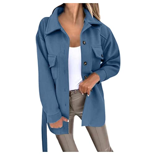 Chnnamzu Wollmantel Damen Wintermantel Herbst Winter Jacke Trenchcoat Damen mit Gürtel Mit Tasche Wolle Coat Elegant Wollmantel übergangsjacke Wolljacke Parka Mäntel Winterjacke von Chnnamzu