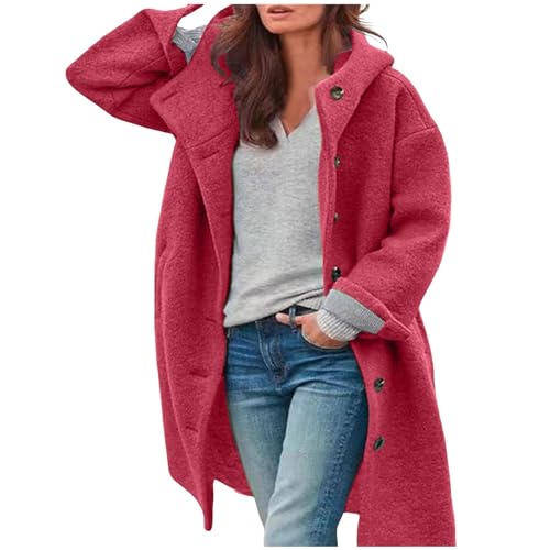 Chnnamzu Wollmantel Damen Wintermantel Herbst Winter Jacke Trenchcoat Mit Kapuze Warm Damen Wolle Coat Elegant Wollmantel übergangsjacke Wolljacke Parka Mäntel Winterjacke von Chnnamzu