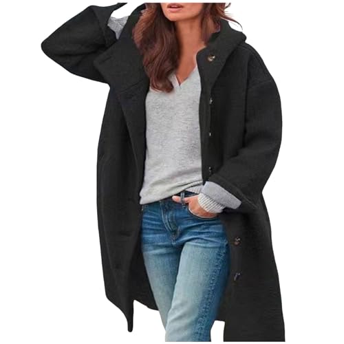 Chnnamzu Wollmantel Damen Wintermantel Herbst Winter Jacke Trenchcoat Mit Kapuze Warm Damen Wolle Coat Elegant Wollmantel übergangsjacke Wolljacke Parka Mäntel Winterjacke von Chnnamzu