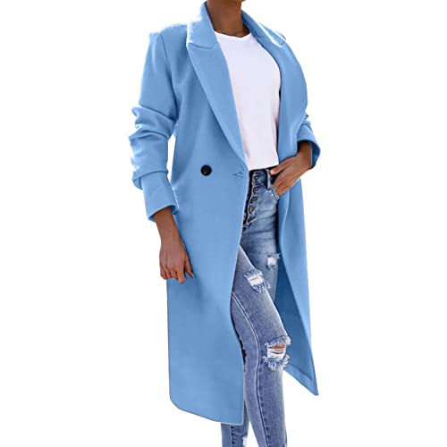 Chnnamzu Wollmantel Damen Wintermantel Herbst Winterjacke Trenchcoat Damen Revers Mit Knöpfe Mit Schlitz Wolle Coat Elegant Wollmantel übergangsjacke Wolljacke Parka Mäntel Winterjacke von Chnnamzu