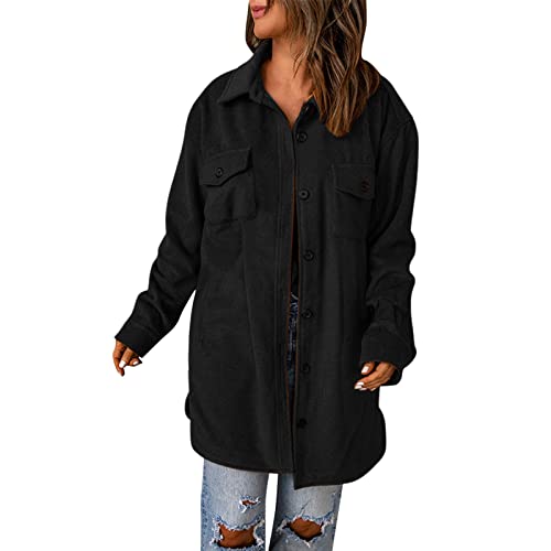 Cordhemd Damen Vintage Corduroy Jacke Mantel Winter Frühling Herbst Hemd Langarmshirt Casual Arbeit Bluse Jacke Cordjacke Cord Mantel mit Knöpfen von Chnnamzu