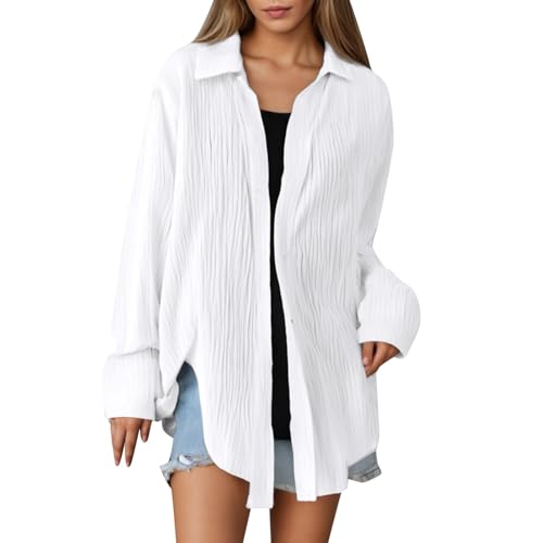 Musselin Bluse Damen Oversized, Hemdbluse Damen Langarm Musselin Hemd Sommer Baumwolle Lang Longbluse Oversize Lässig Oberteil Shirt Große Größen Leinenbluse Tunika Tops Musselinbluse Musselin Bluse Damen Oversized, Hemdbluse Damen Langarm Musselin Hemd Sommer Baumwolle Lang Longbluse Oversize Lässig Oberteil Shirt Große Größen Leinenbluse Tunika Tops Musselinbluse von Chnnamzu
