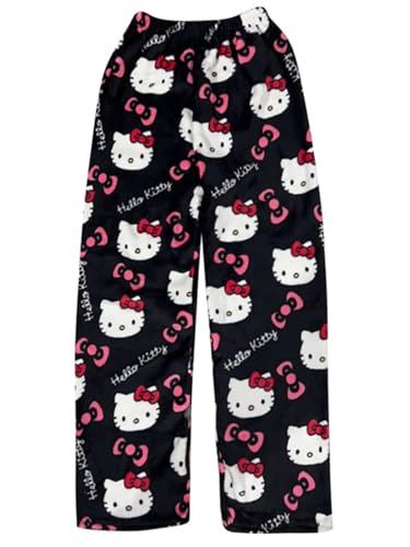Pyjamahose Damen Lang - Pyjama Hose Damen Flanell Schlafanzug Hosen Schlafanzughose Anime Cartoon Kawaii Kuschelig Weich Bequeme Warme Flauschig Casual Home Lounge Schlafhose Herbst-Winter von Chnnamzu