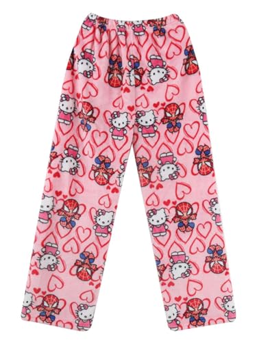 Pyjamahose Damen Lang - Pyjama Hose Damen Flanell Schlafanzug Hosen Schlafanzughose Anime Cartoon Kawaii Kuschelig Weich Bequeme Warme Flauschig Casual Home Lounge Schlafhose Herbst-Winter von Chnnamzu