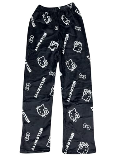 Pyjamahose Damen Lang - Pyjama Hose Damen Flanell Schlafanzug Hosen Schlafanzughose Anime Cartoon Kawaii Kuschelig Weich Bequeme Warme Flauschig Casual Home Lounge Schlafhose Herbst-Winter von Chnnamzu