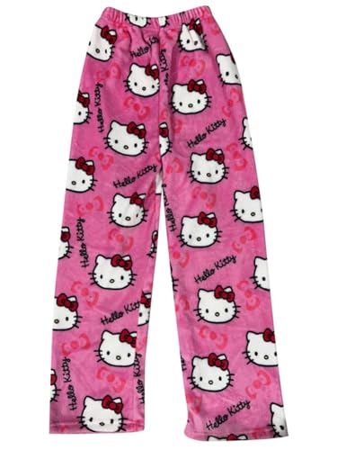 Pyjamahose Damen Lang - Pyjama Hose Damen Flanell Schlafanzug Hosen Schlafanzughose Anime Cartoon Kawaii Kuschelig Weich Bequeme Warme Flauschig Casual Home Lounge Schlafhose Herbst-Winter von Chnnamzu