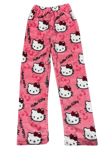 Pyjamahose Damen Lang - Pyjama Hose Damen Flanell Schlafanzug Hosen Schlafanzughose Anime Cartoon Kawaii Kuschelig Weich Bequeme Warme Flauschig Casual Home Lounge Schlafhose Herbst-Winter von Chnnamzu