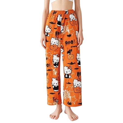 Pyjamahose Damen Schlafanzughose Pyjama Hose, Schlafhose Damen Lang Flanell Schlafanzug Hosen Anime Cartoon Kuschelhose Flauschig Bequem Schlaf Lounge Schlafanzughosen für Teenager Mädchen von Chnnamzu