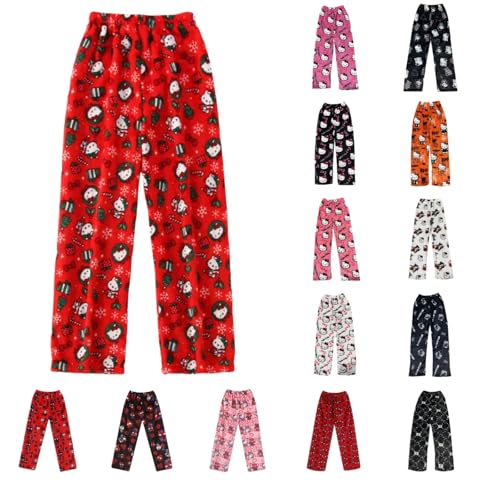 Pyjamahose Damen Schlafanzughose Pyjama Hose Lang Flanell Schlafhose Schlafanzug Hosen Anime Cartoon Flauschig Kuschelhose Bequem Frauen Schlafanzughosen für Schlaf Lounge Teenager Mädchen von Chnnamzu