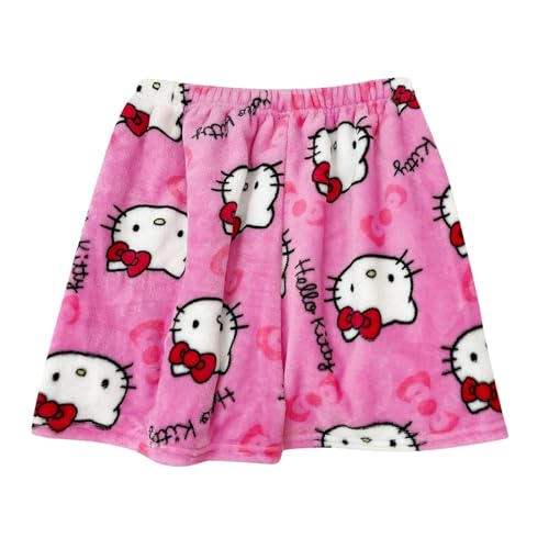 Schlafshorts Damen Kurz - Pyjamahose Damen Kurz Flanell Kurze Schlafhose Flauschig Pyjama Shorts Sommer Anime Cartoon Shorty Schlaf Bequeme Schlafanzughose für Zuhause Schlaf Teenager Mädchen von Chnnamzu