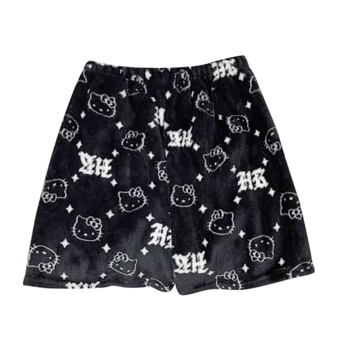 Schlafshorts Damen Kurz - Pyjamahose Damen Kurz Flanell Kurze Schlafhose Flauschig Pyjama Shorts Sommer Anime Cartoon Shorty Schlaf Bequeme Schlafanzughose für Zuhause Schlaf Teenager Mädchen von Chnnamzu