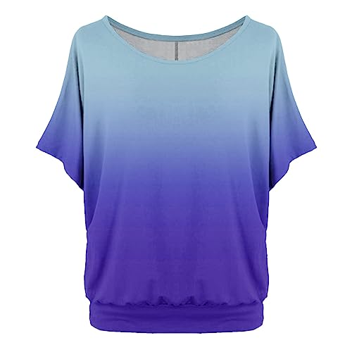 Shirts Damen Tshirt Damen Sommer Oversized Tshirt Damen Oberteile Elegante T Shirts Oversized Locker Ladies Frauen T-Shirt mit Fledermausärmel Tshirts Ausgefallene Tunika Rundhals Kurzarm Tops von Chnnamzu