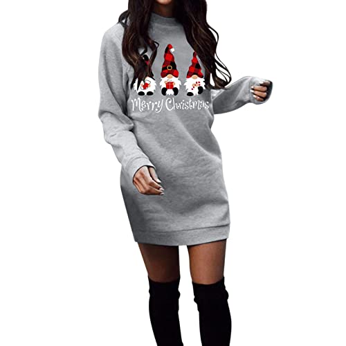 Weihnachtspullover Damen Weihnachten Pullover Lang Merry Christmas Hoodie Kleid Schneeflocken Weihnachten Pullover für Frauen Pullover von Chnnamzu