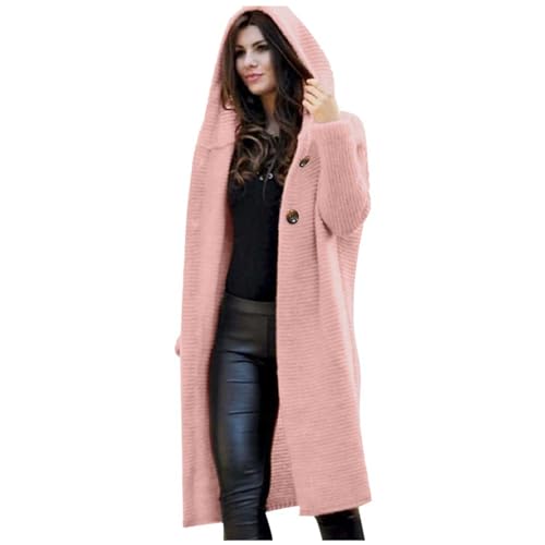 Wollmantel Damen Wintermantel Herbst Winter Jacke Trenchcoat Damen Mit Kapuze Strick Jacke Gestrickte Mantel Länge Wolle Coat Elegant Wollmantel übergangsjacke Wolljacke Parka Mäntel Winterjacke von Chnnamzu