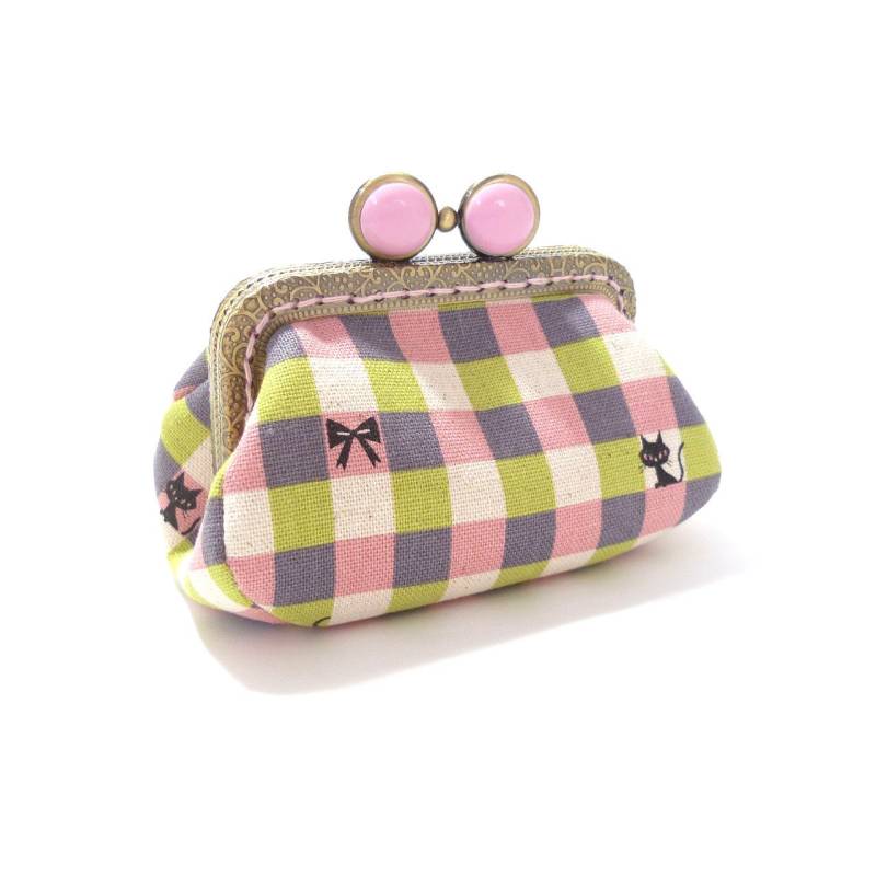 Katzen Im Karo Muster, Rosa, Metallrahmen Geldbörse, Kiss Lock Geldbörse von ChochoFlower