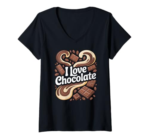 Damen Ich Liebe Chocolate Sweet Cocoa Lover T-Shirt mit V-Ausschnitt Damen Ich Liebe Chocolate Sweet Cocoa Lover T-Shirt mit V-Ausschnitt von Chocolate Enthusiast Delight Sweet Treat