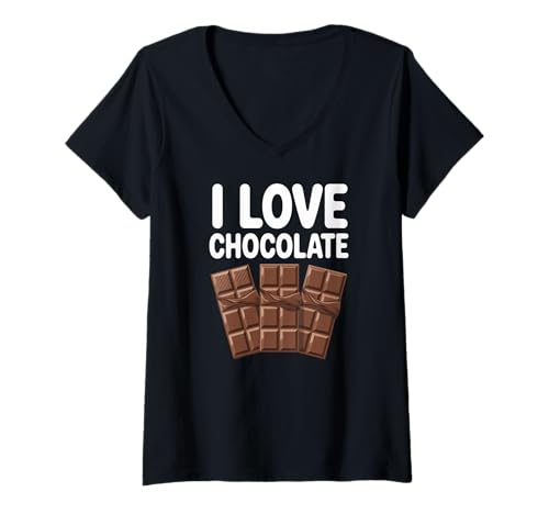 Damen Ich Liebe süße Schokoladen-Leckerbissen, Design T-Shirt mit V-Ausschnitt Damen Ich Liebe süße Schokoladen-Leckerbissen, Design T-Shirt mit V-Ausschnitt von Chocolate Enthusiasts Sweet Tooth Lovers